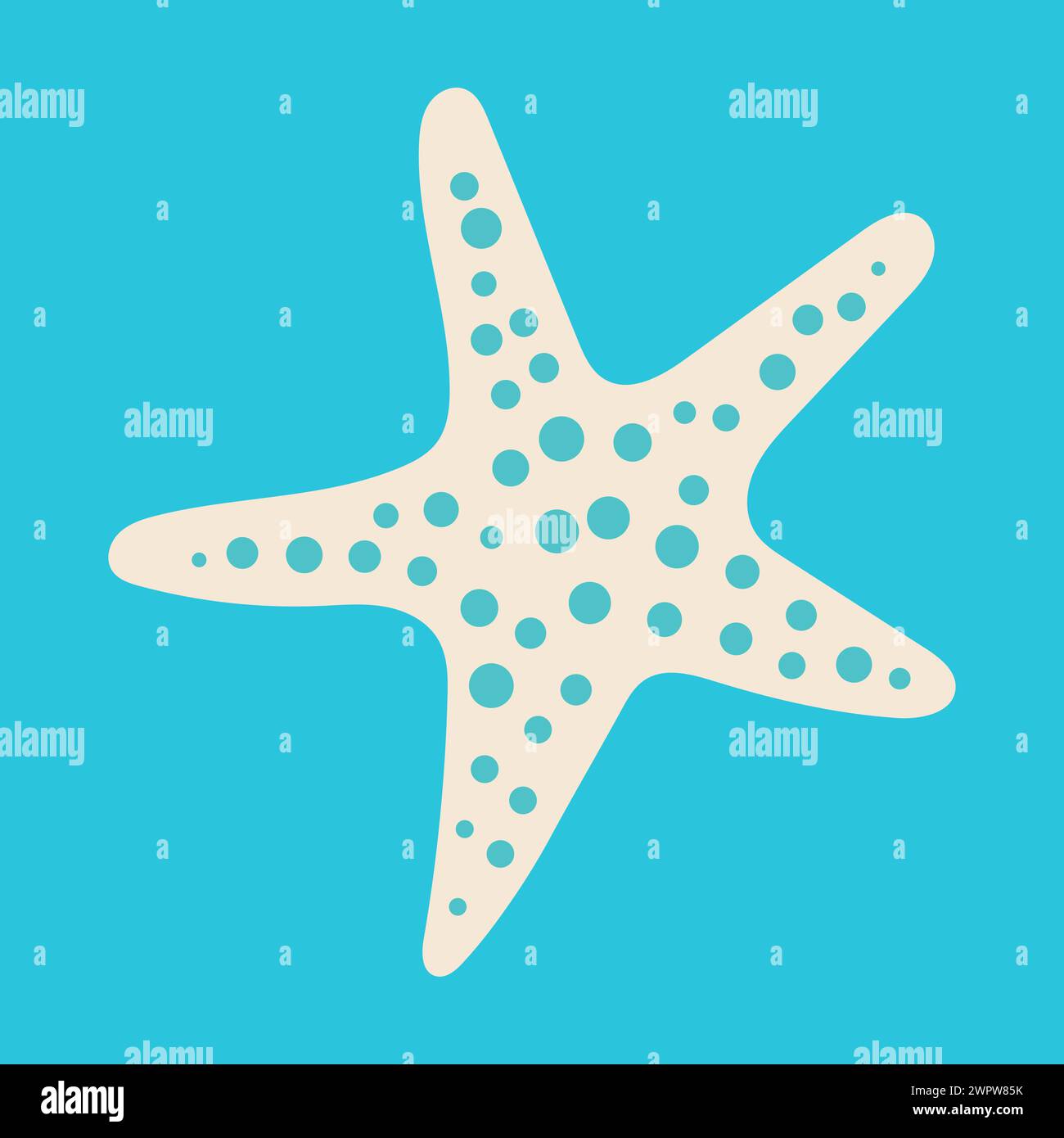 Blue Dotted Starfish Icon Stock Vector