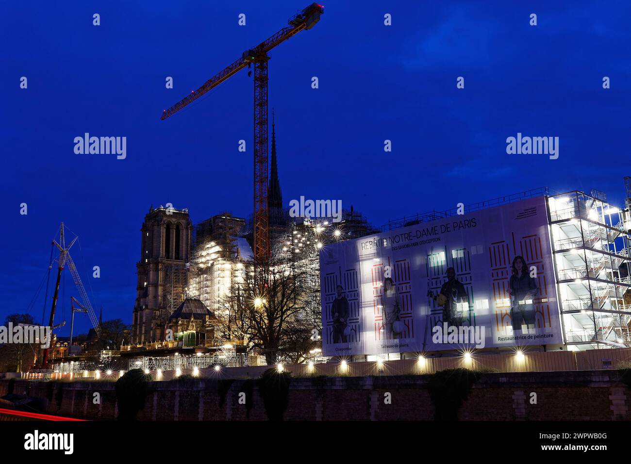 Reconstruction work on the Notre Dame Cathedral. Paris.France Stock Photo