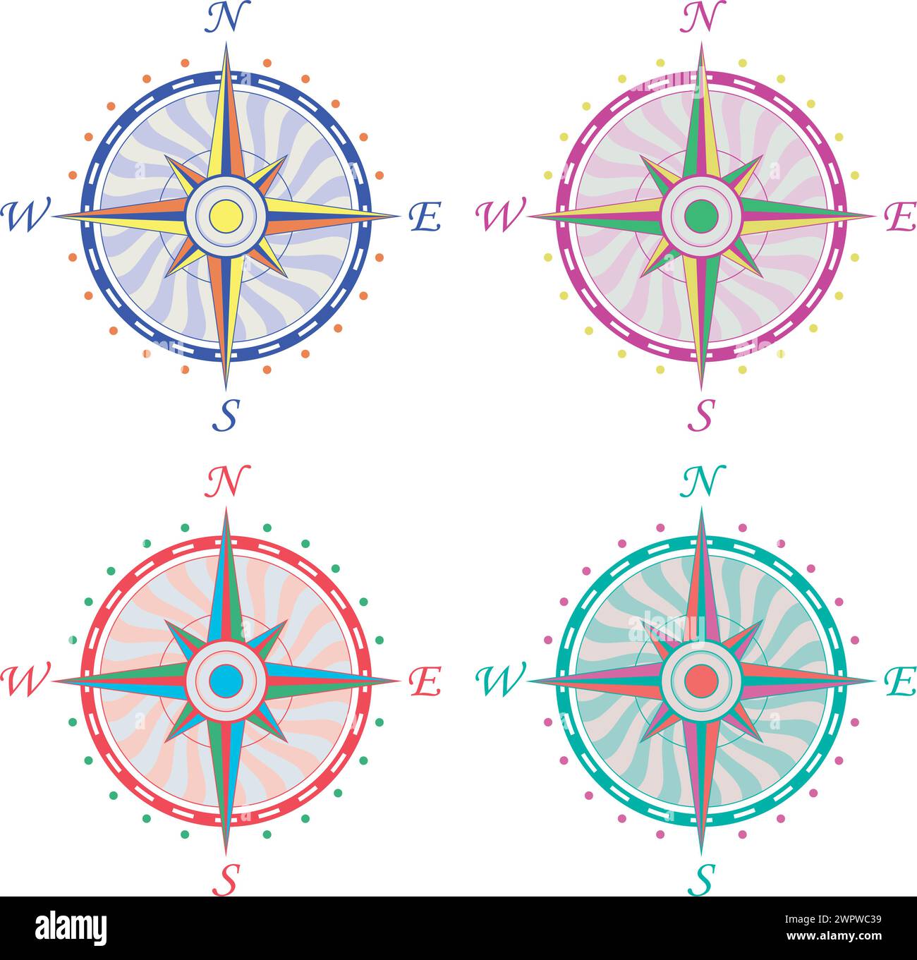 Vector Set Of Vintage Compasses Stock Vector Image And Art Alamy 7534