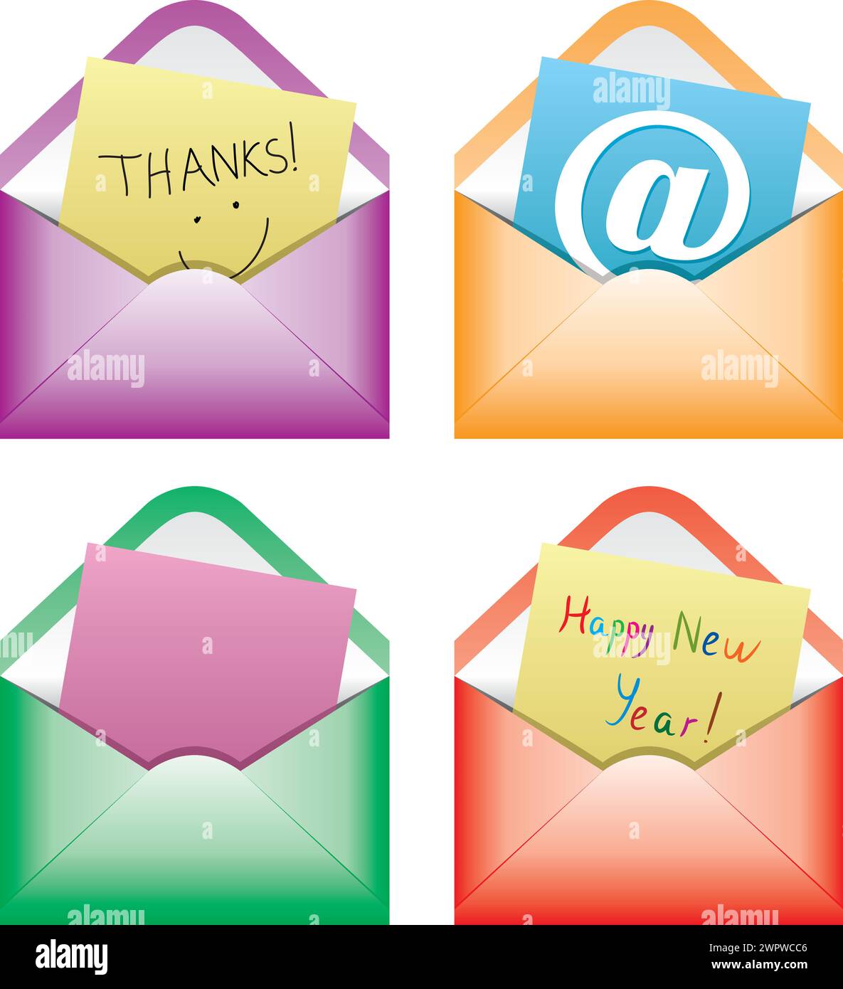 vector design of paper notes in envelopes Stock Vector