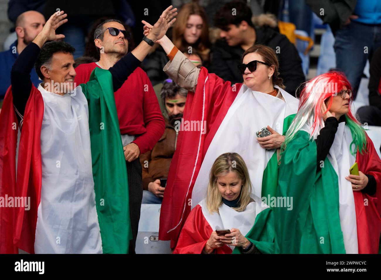 Italy's fans dance before the start of the Six Nations rugby union ...