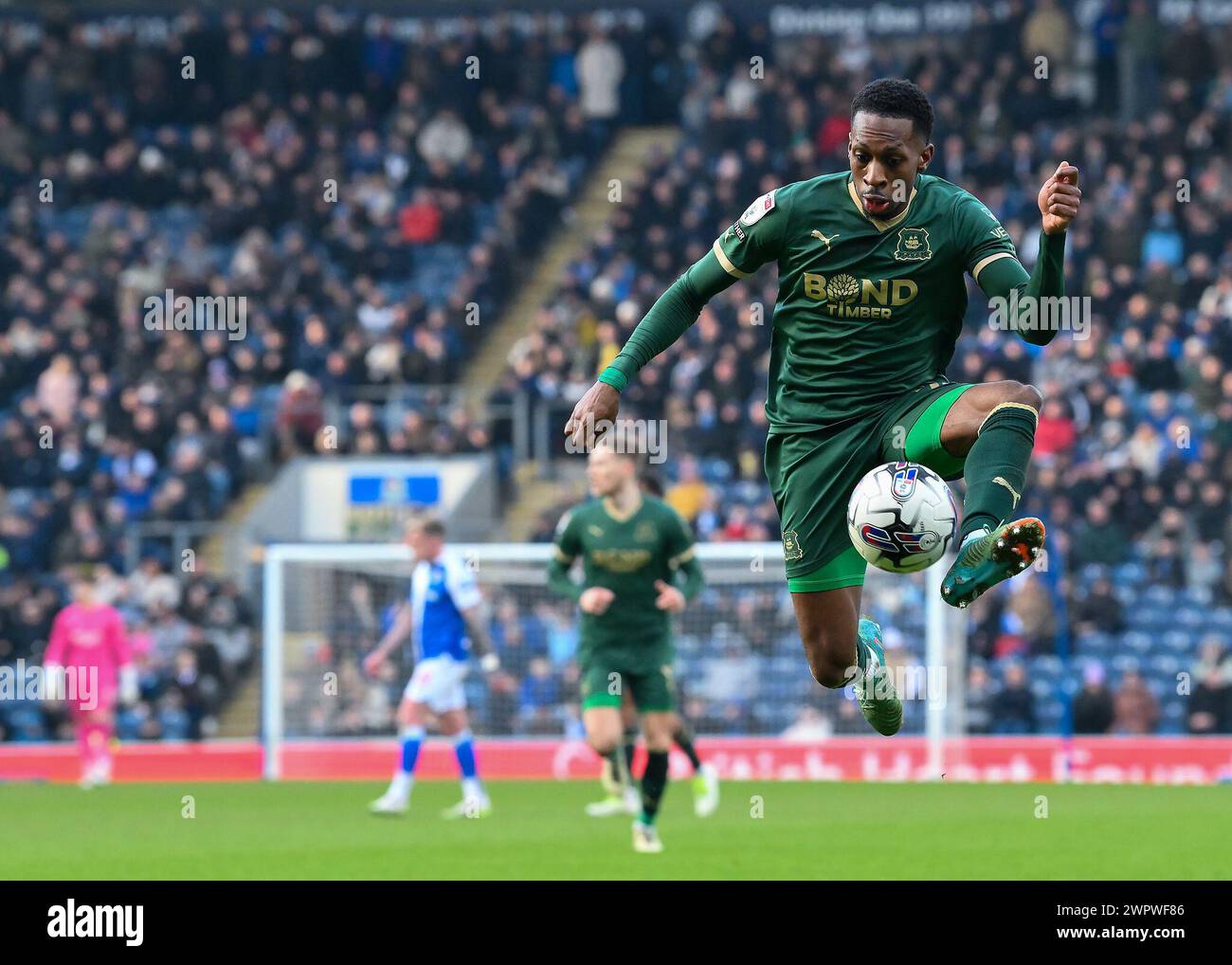 Mickel Miller of Plymouth Argyle controls the ball during the Sky Bet Championship match Blackburn Rovers vs Plymouth Argyle at Ewood Park, Blackburn, United Kingdom, 9th March 2024 (Photo by Stan Kasala/News Images) in, on 3/9/2024. (Photo by Stan Kasala/News Images/Sipa USA) Credit: Sipa USA/Alamy Live News Stock Photo
