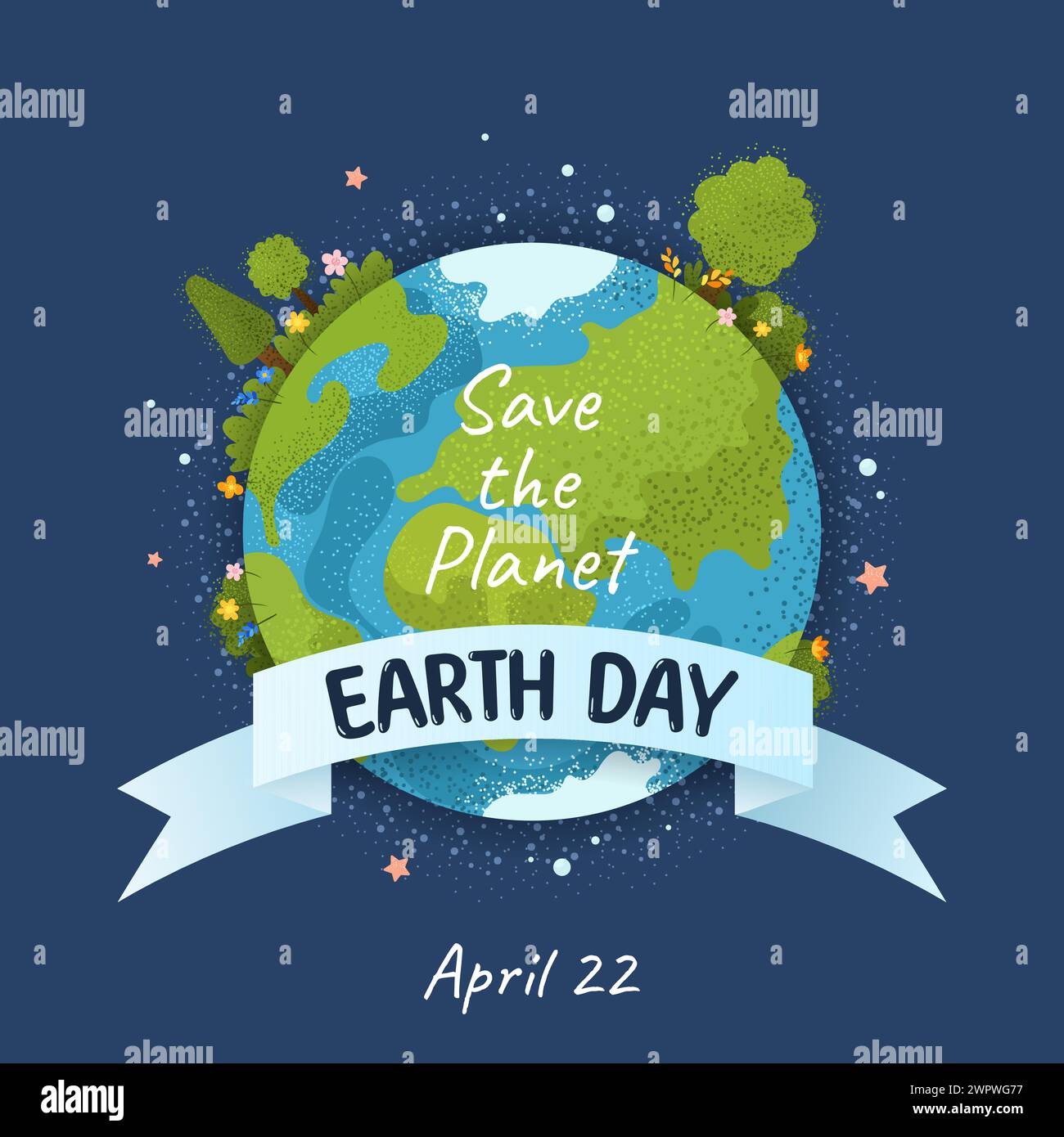 Happy Earth day. Vector illustration in flat style Stock Vector Image ...