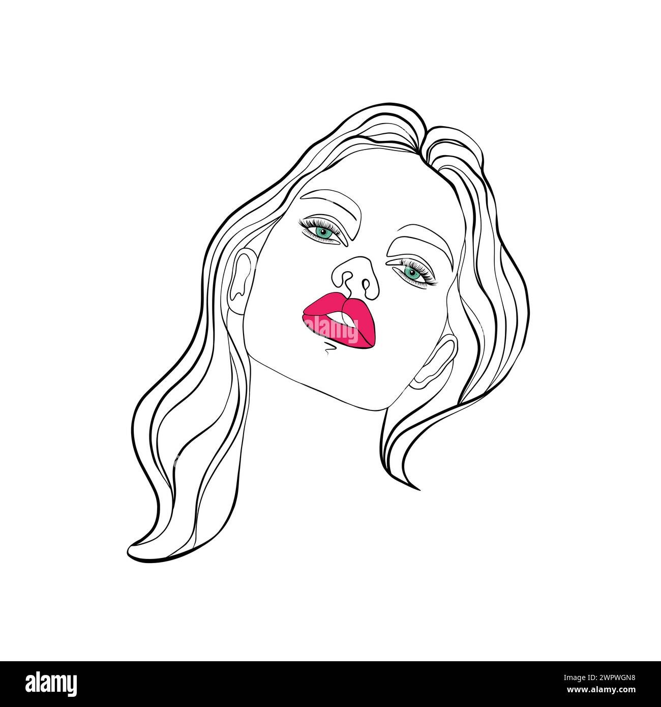 Woman face in sketch line art style Stock Vector Image & Art - Alamy