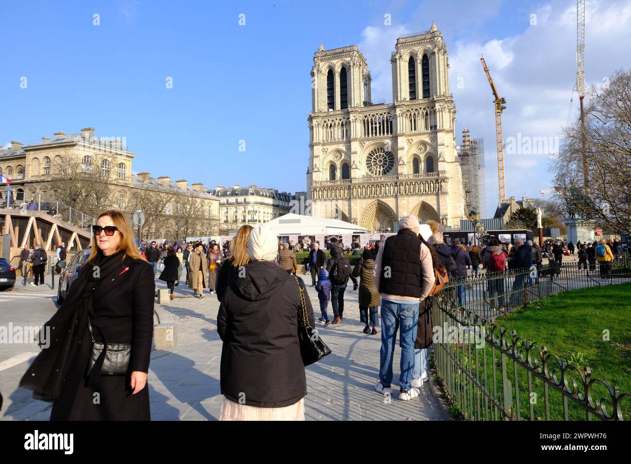 Paris, France. 09th Mar, 2024. A view of under reconstruction Notre