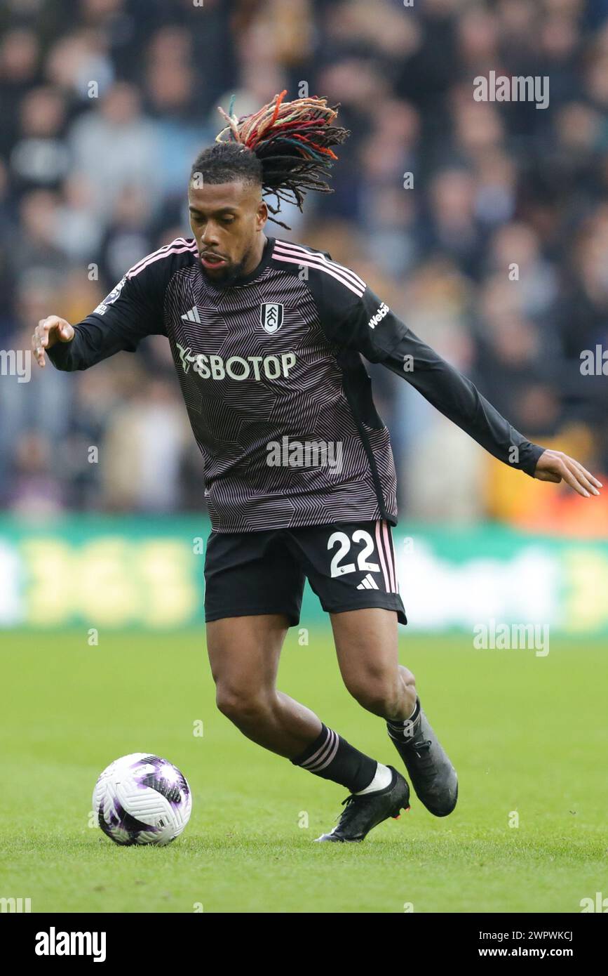 Alex Iwobi of Fulham during the Premier League match between Wolverhampton Wanderers and Fulham at Molineux, Wolverhampton on Saturday 9th March 2024. (Photo: Gustavo Pantano | MI News) Credit: MI News & Sport /Alamy Live News Stock Photo