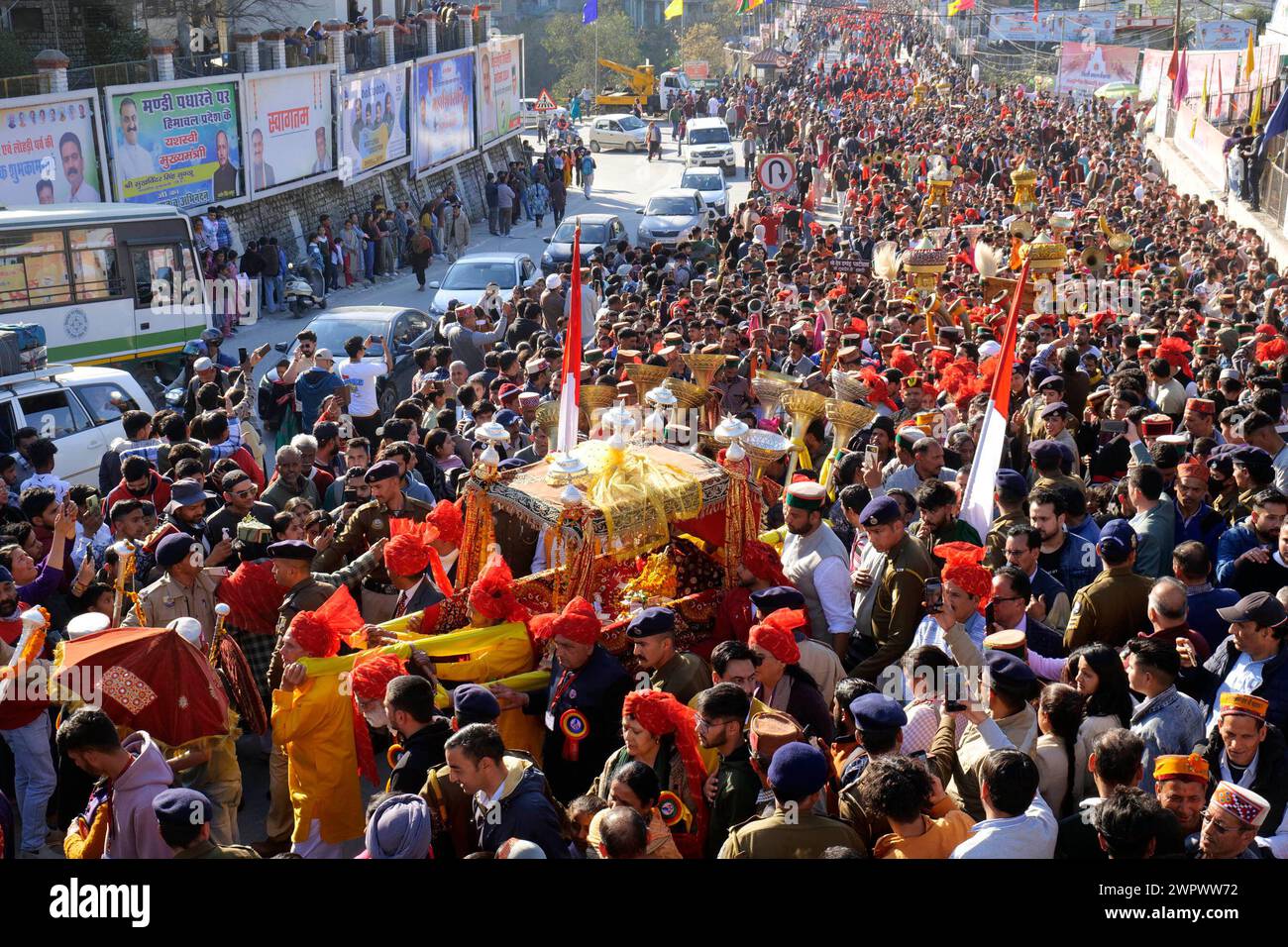 MANDI, INDIA MARCH 9 People participate in the opening procession on