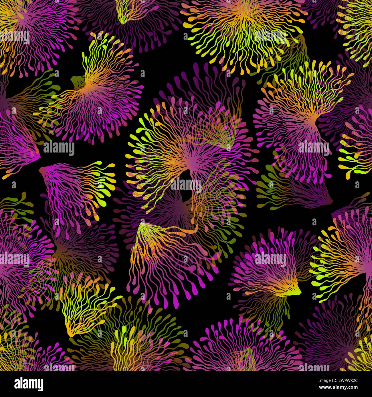 Graphic seamless floral purple pattern. hand drawing. Not AI, Vector ...