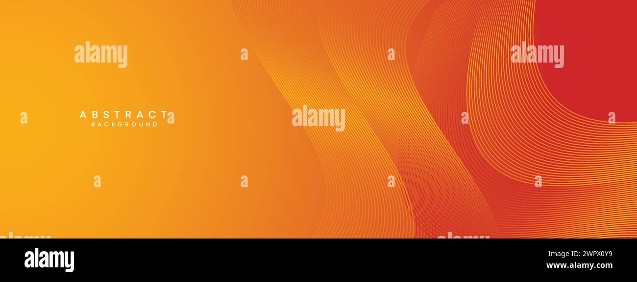 Abstract Red Orange Waving Circles Lines Technology Background. Modern ...