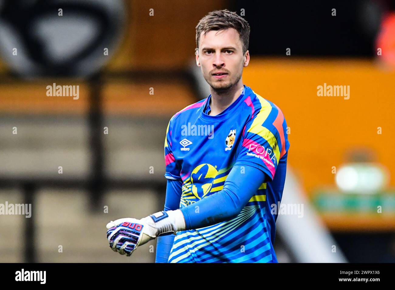 Goalkeeper Jack Stevens (1 cambridge united) looks on during the Sky Bet League 1 match between Cambridge United and Northampton Town at the Cledara Abbey Stadium, Cambridge on Saturday 9th March 2024. (Photo: Kevin Hodgson | MI News) Credit: MI News & Sport /Alamy Live News Stock Photo