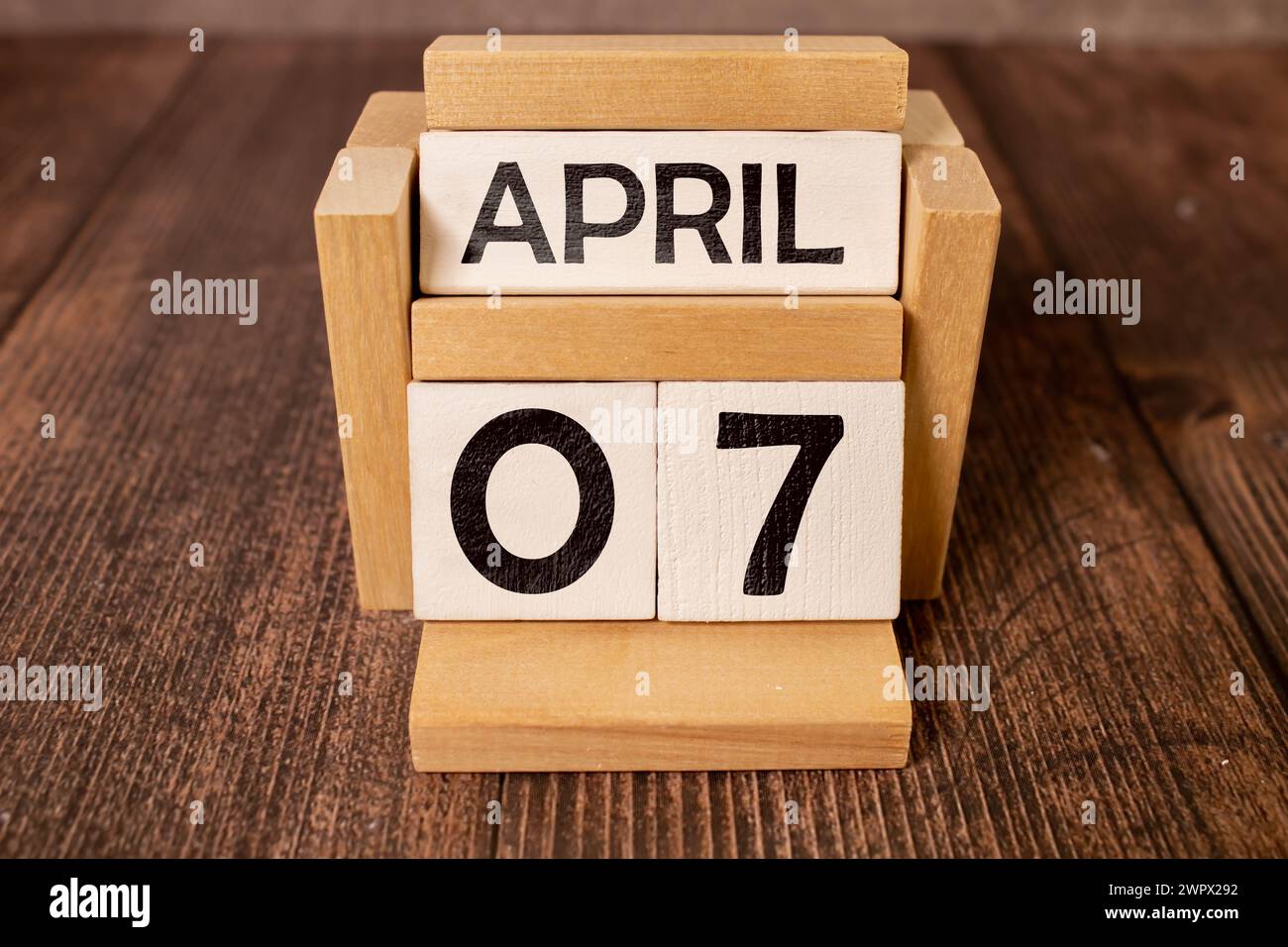 April 07st Day 07 Of Month Daily Calendar On White Table With