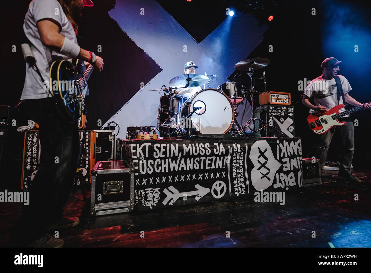 Solothurn, Switzerland. 08th Mar, 2024. The German indie rock band Sportfreunde Stiller performs a live concert at Kofmehl in Solothurn. Here drummer Florian Weber is seen live on stage.(Photo Credit: Gonzales Photo/Alamy Live News Stock Photo