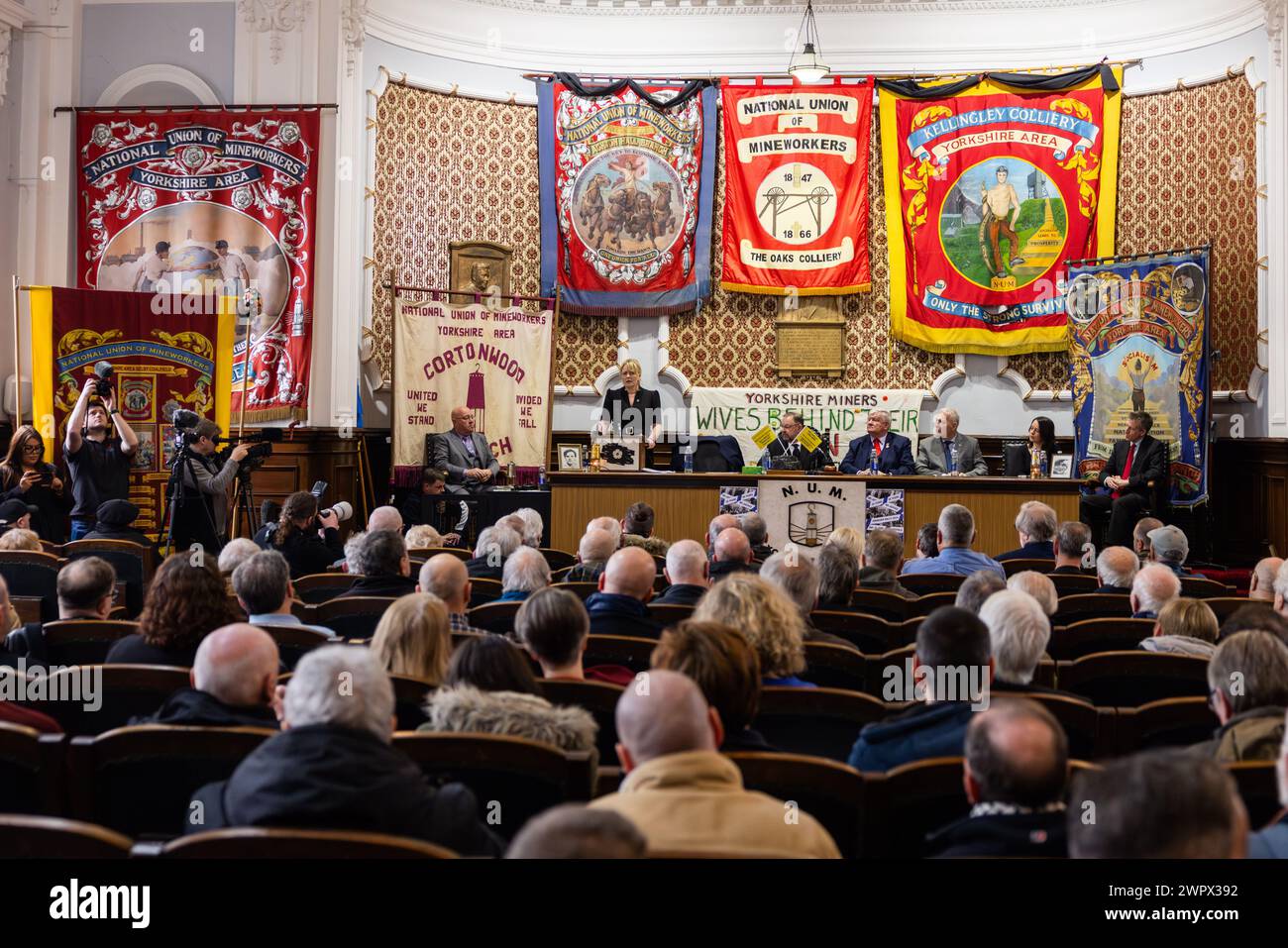Num Hall Barnsley, UK. 09 MAR, 2024. Sharon Graham addresses gathered crowd in ...