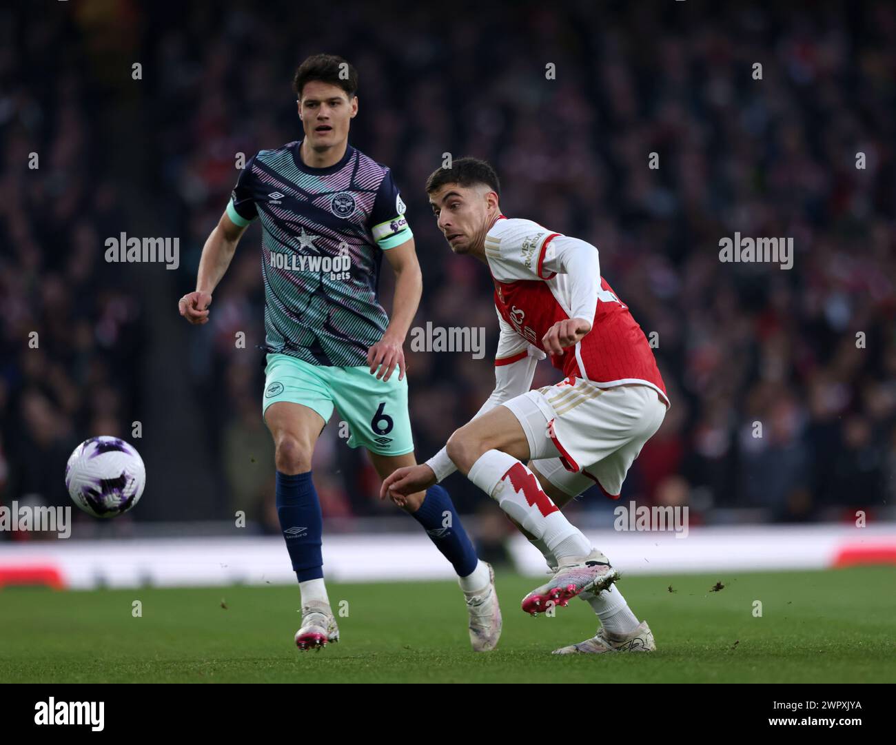 London, UK. 09th Mar, 2024. Christian (B) Kai Havertz (A) at