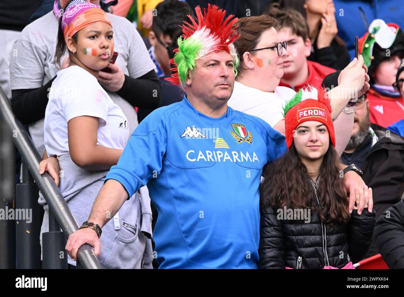 Rome, Italy. 09th Mar, 2024. Italian fans during the Six Nations ...