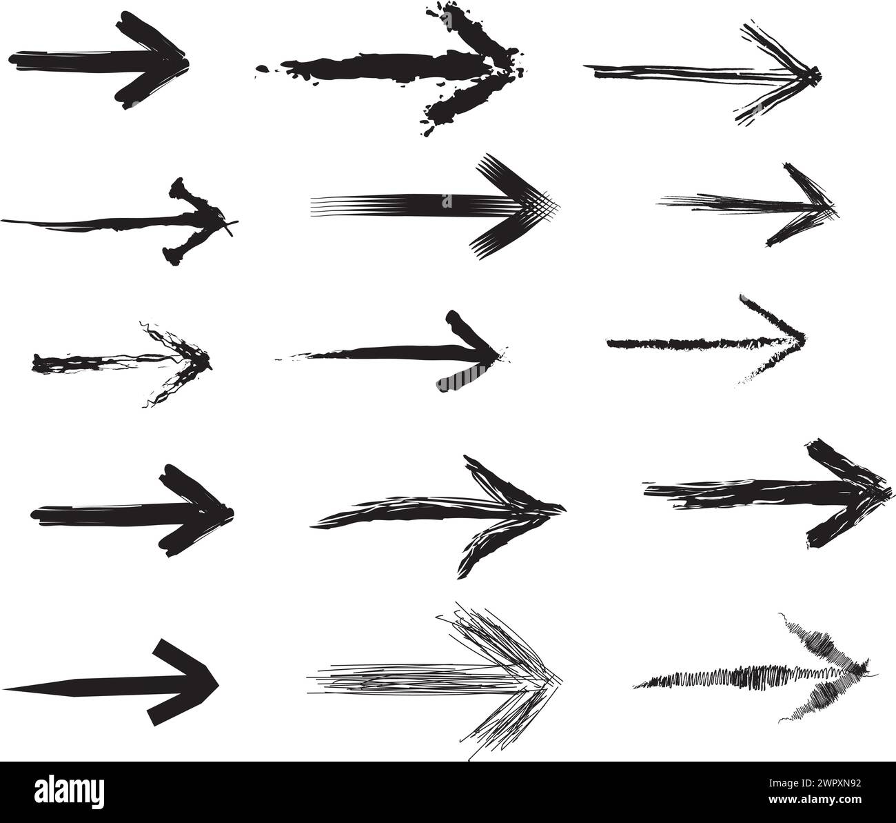 Set of arrows hand drawn grunge icon vector images Stock Vector Image ...