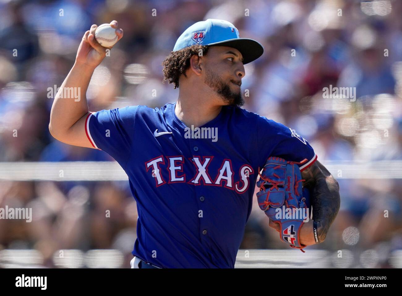 Texas Rangers starting pitcher Yerry Rodriguez throws in the first