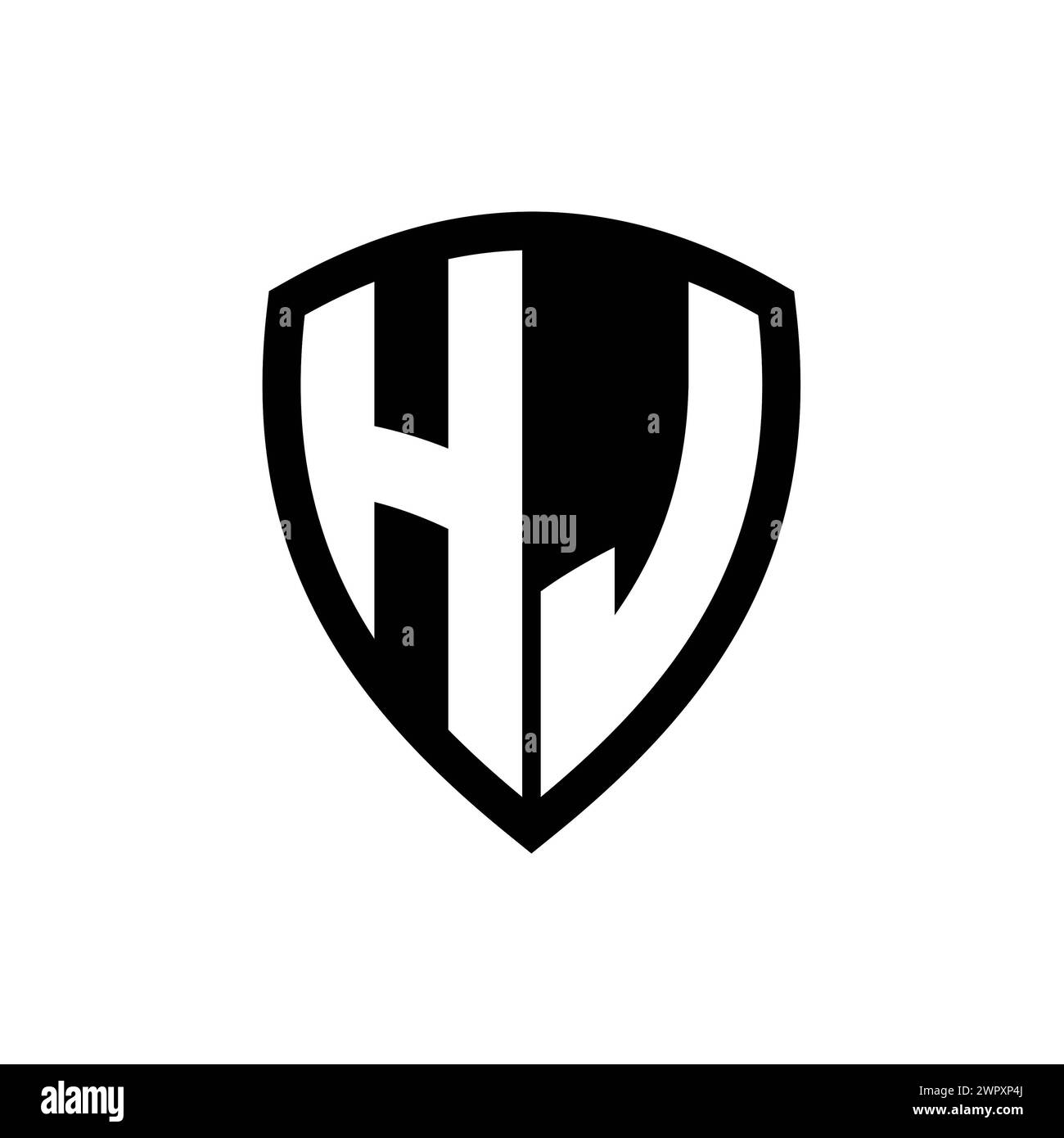 HJ monogram logo with bold letters shield shape with black and white ...