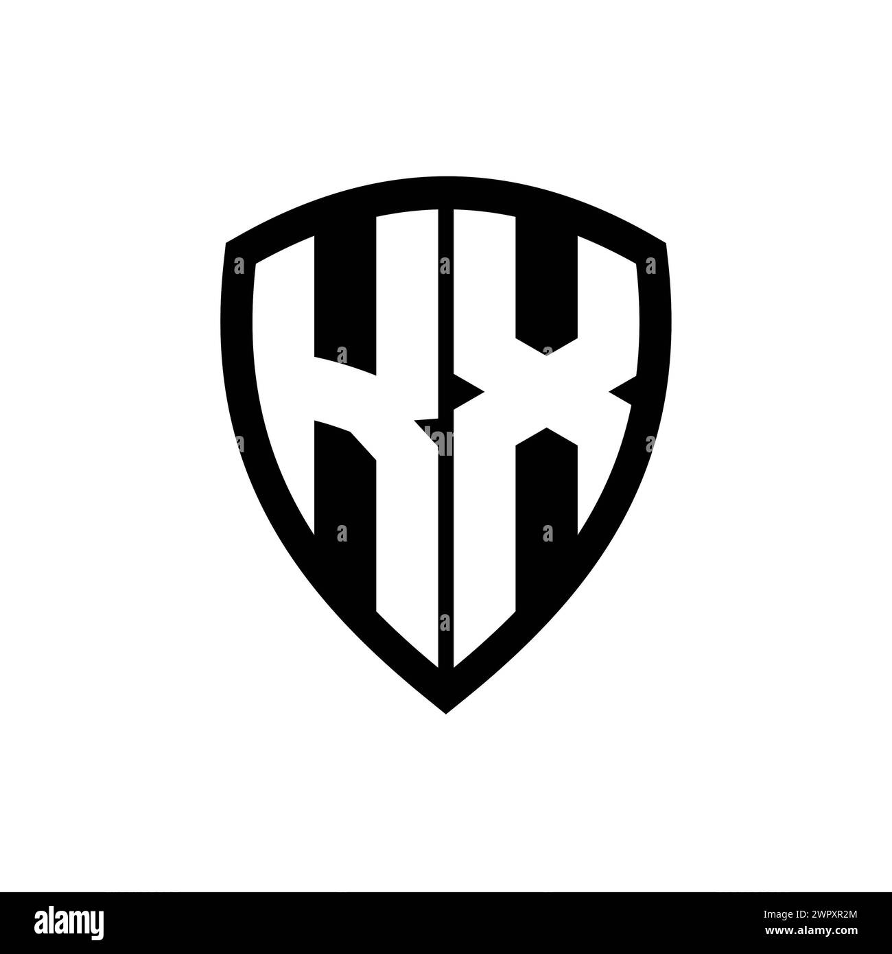 KX monogram logo with bold letters shield shape with black and white ...
