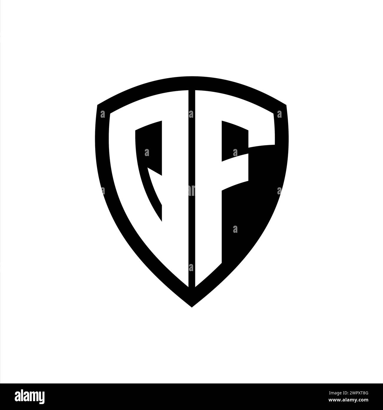 QF monogram logo with bold letters shield shape with black and white ...