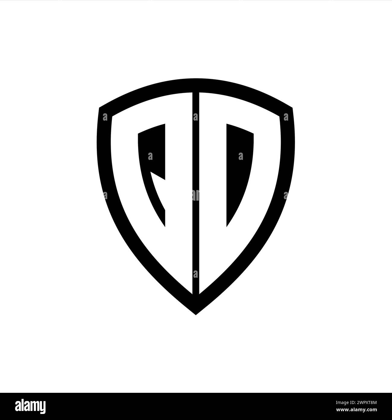 QD monogram logo with bold letters shield shape with black and white ...