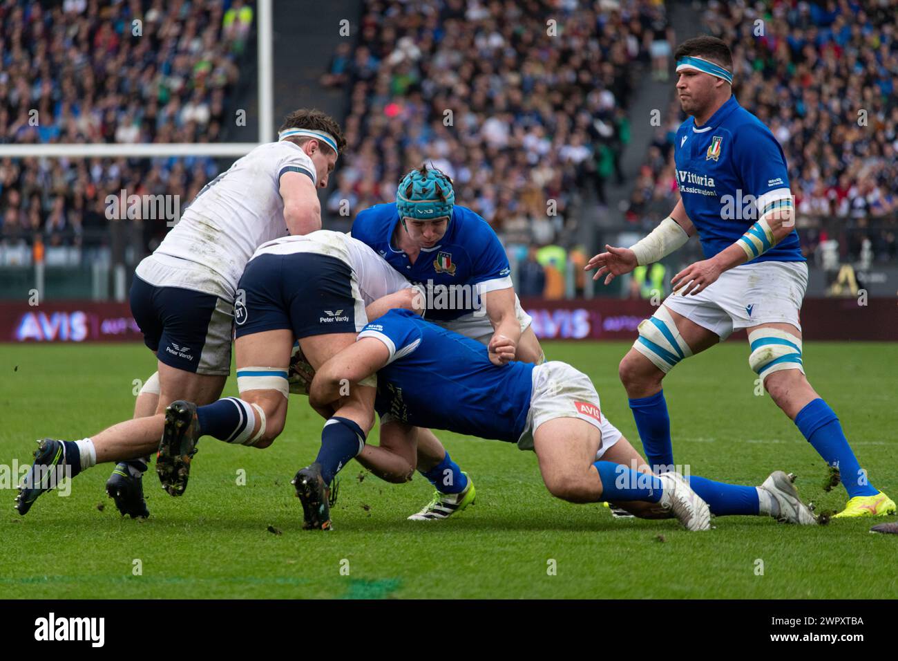 Rome, Italy, 9 mar 2024. Italy vs Scotland, Rugby Six Nations, action