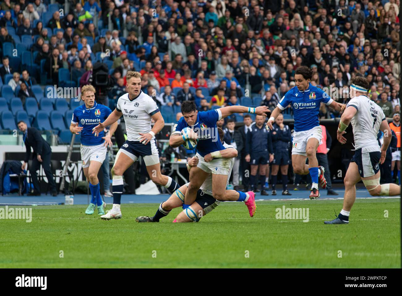 Rome, Italy, 9 mar 2024. Italy vs Scotland, Rugby Six Nations, action