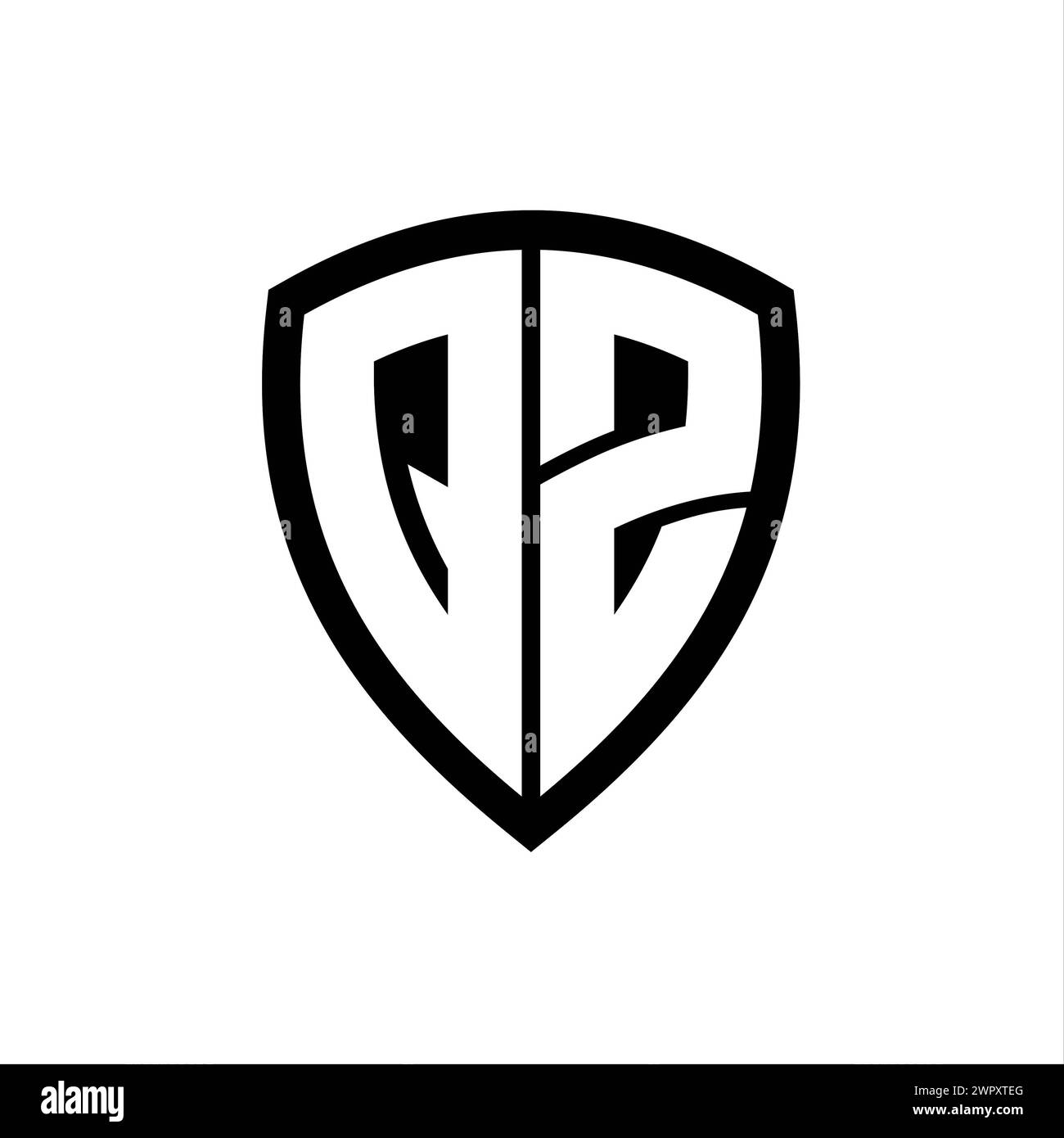 QZ monogram logo with bold letters shield shape with black and white ...