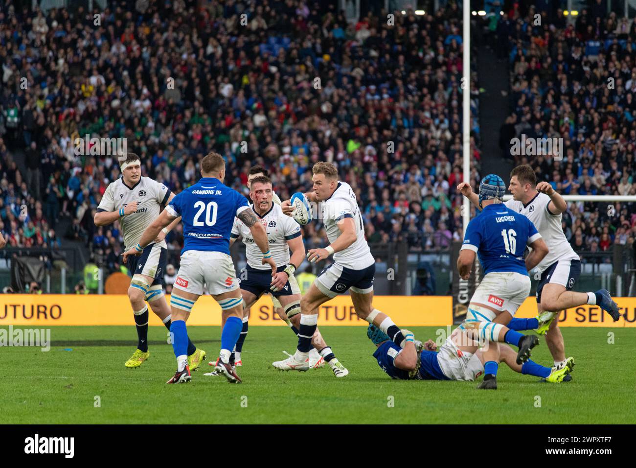 Rome, Italy, 9 mar 2025. Italy vs Scotland, Rugby Six Nations, action