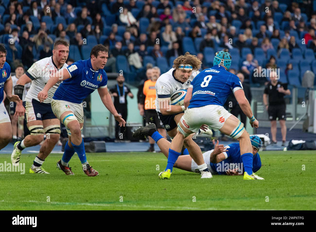 Rome, Italy, 9 mar 2024. Italy vs Scotland, Rugby Six Nations, action