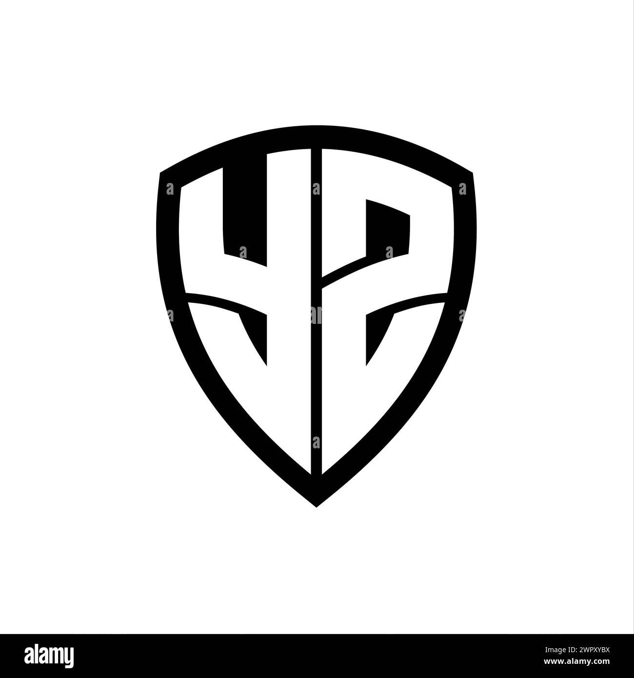 YZ monogram logo with bold letters shield shape with black and white ...