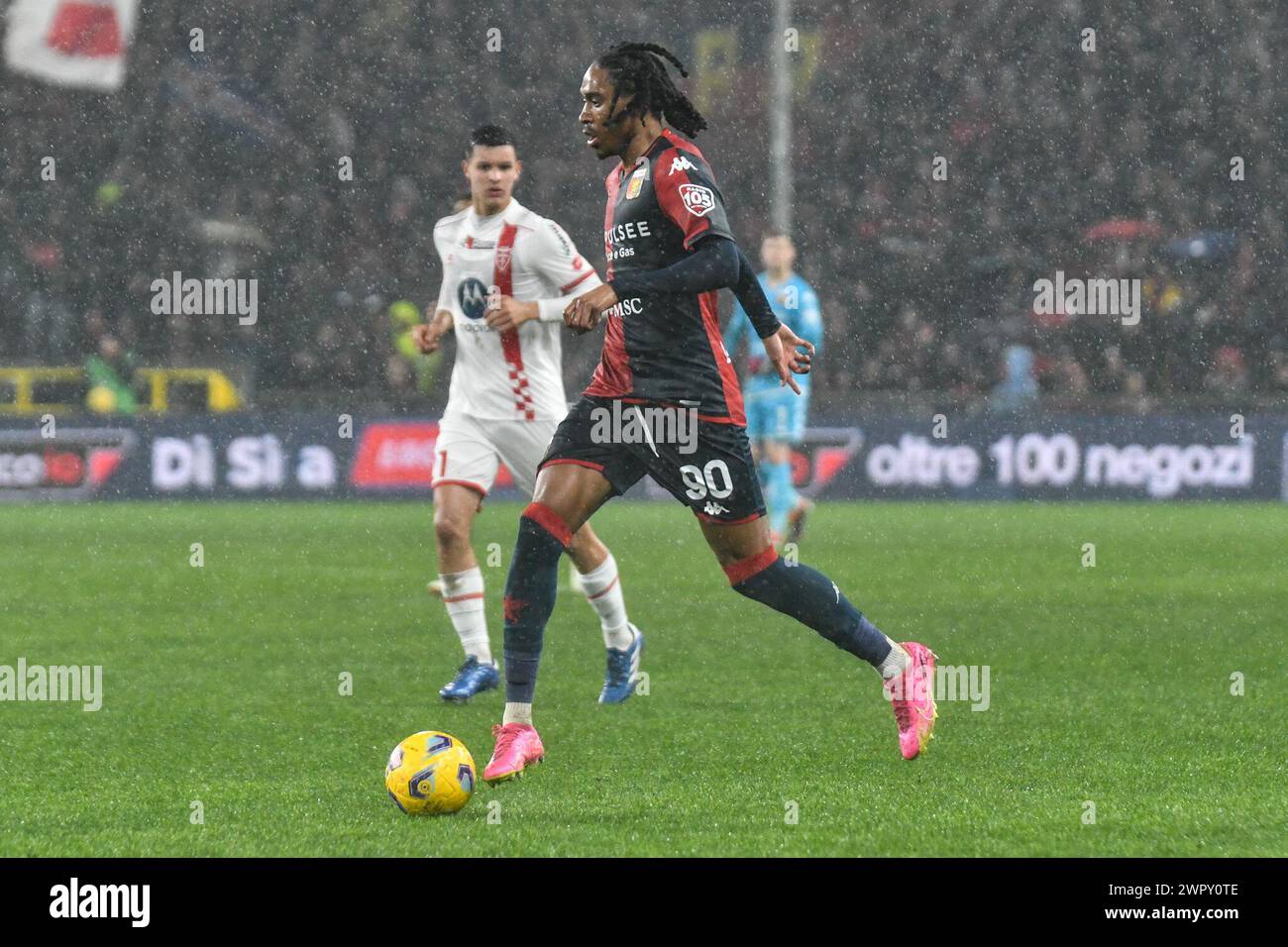 Genoa, Italy. 09th Mar, 2024. Spance of Genoa in action during Italian ...