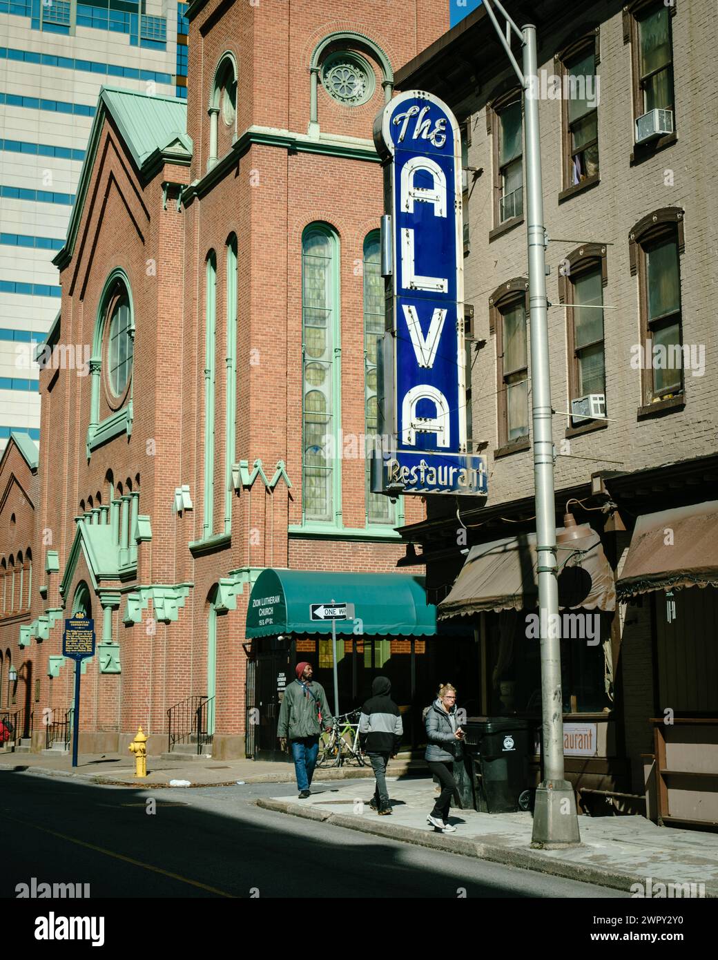 Alva Hotel & Restaurant vintage sign, Harrisburg, Pennsylvania Stock Photo
