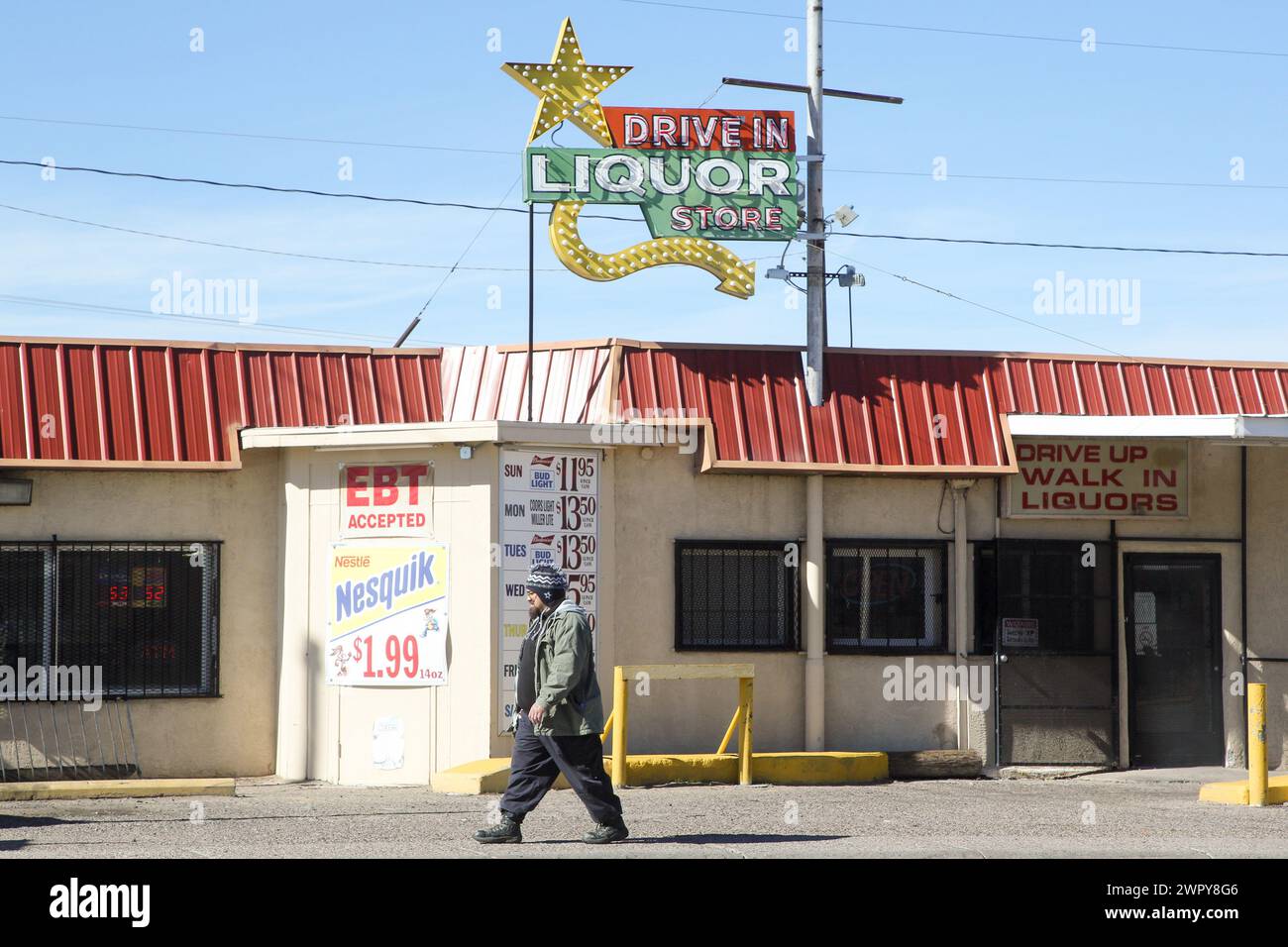 Liquor store along Historic Route 66, Albuquerque, New Mexico Stock