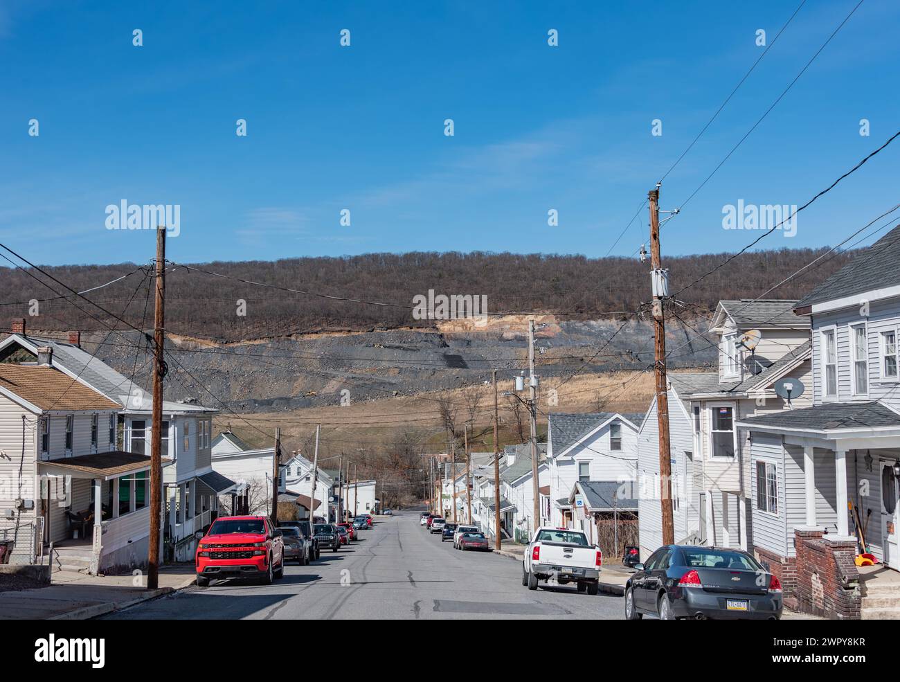 Residential Neighborhood and Strip Mine, Coaldale Pennsylvania USA