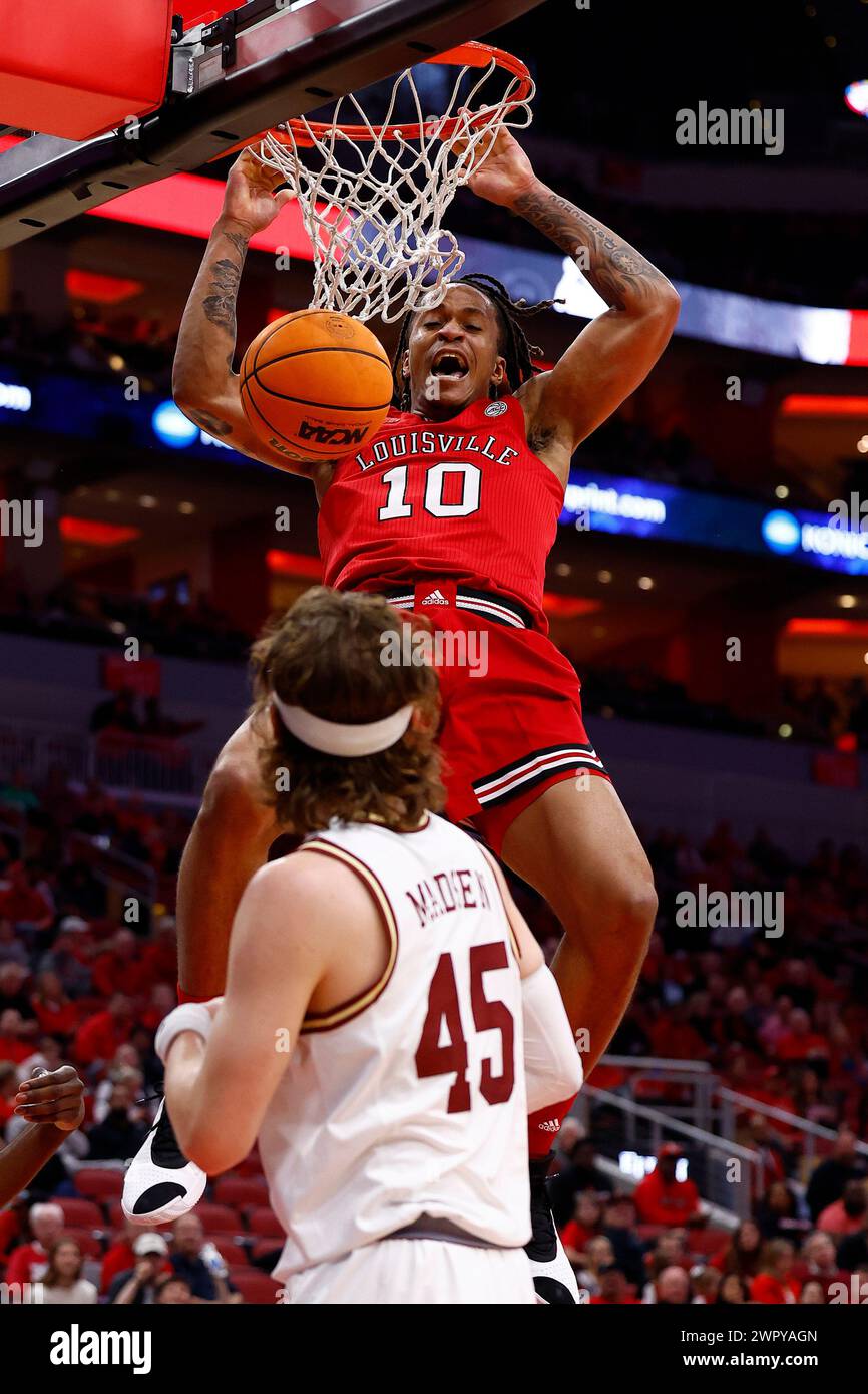LOUISVILLE, KY - MARCH 09: Louisville Cardinals forward Kaleb Glenn (10 ...