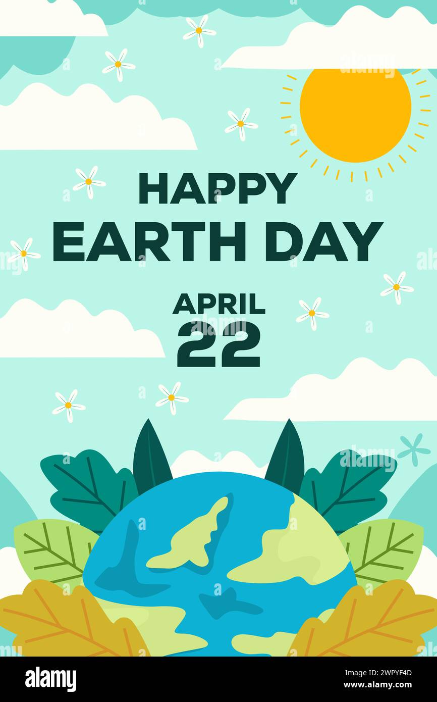 happy Earth Day vertical banner illustration vector design Stock Vector