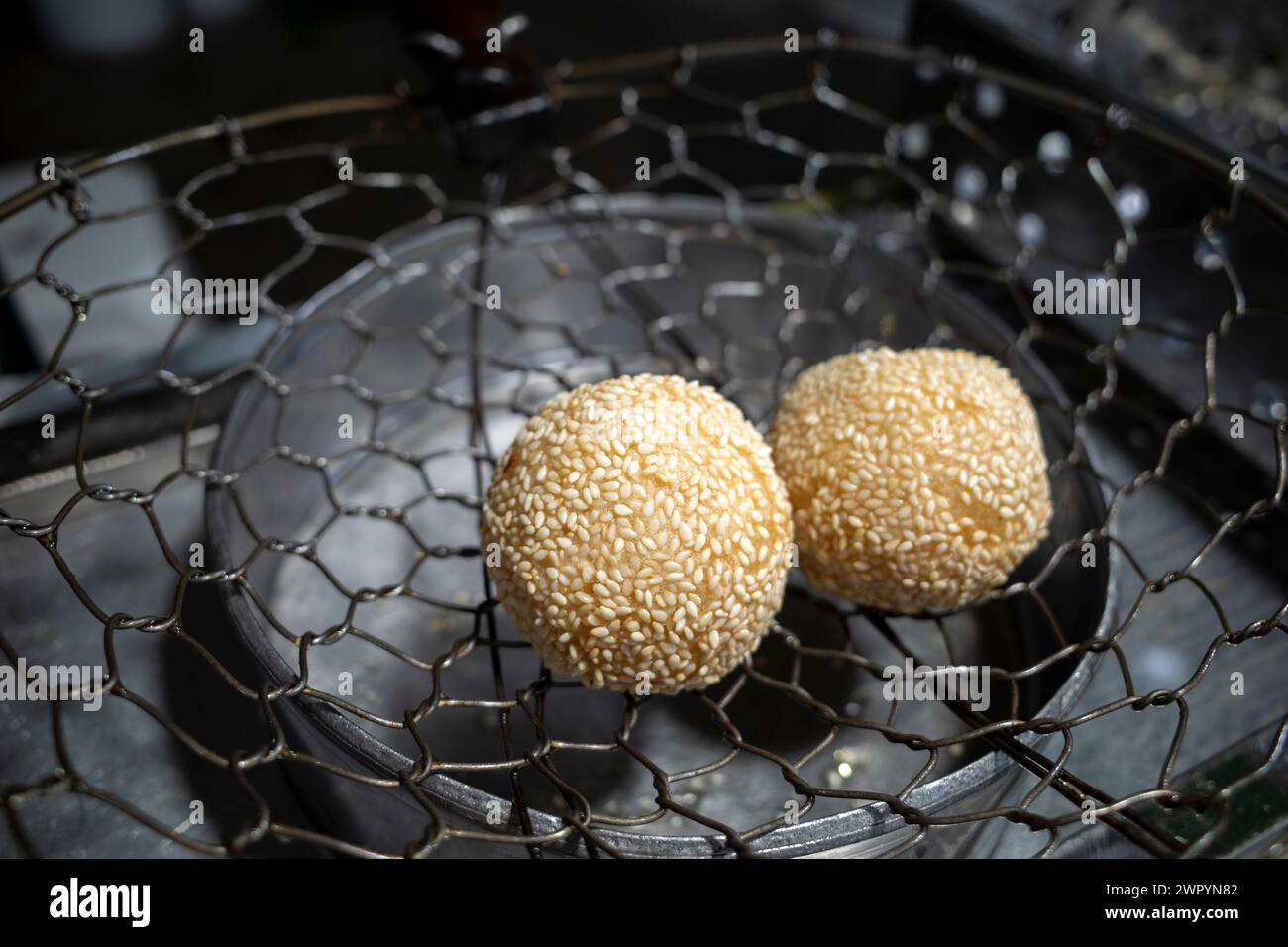 Onde onde, Sesame Balls, one of Indonesian traditional snack, made from sticky rice flour. Stock Photo