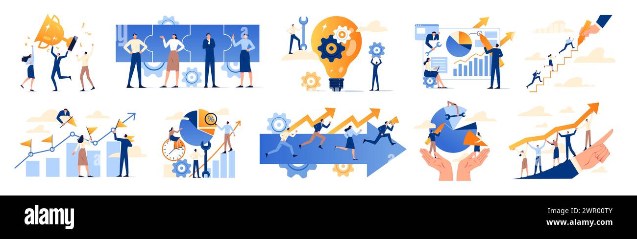 Business people work on business tasks Stock Vector