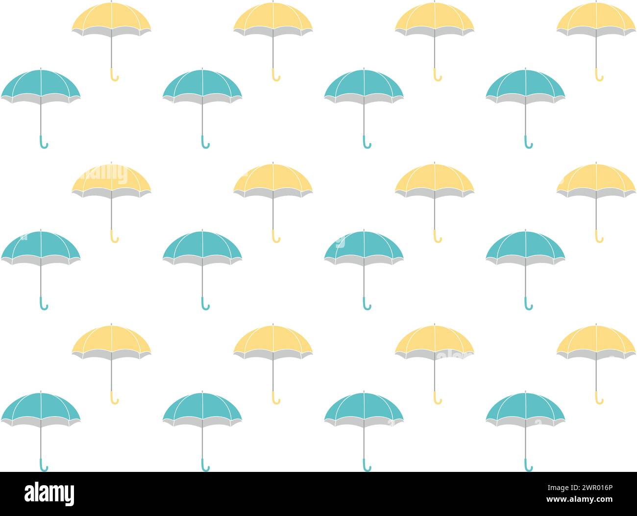 Seamless pattern of yellow and light blue umbrellas. Colorful and cute ...