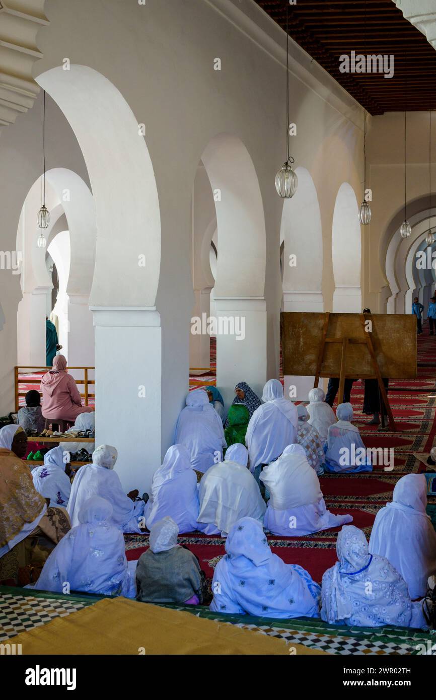 women praying, Al Karaouine Mosque, Built in the year 859, Fez, morocco, africa Stock Photo