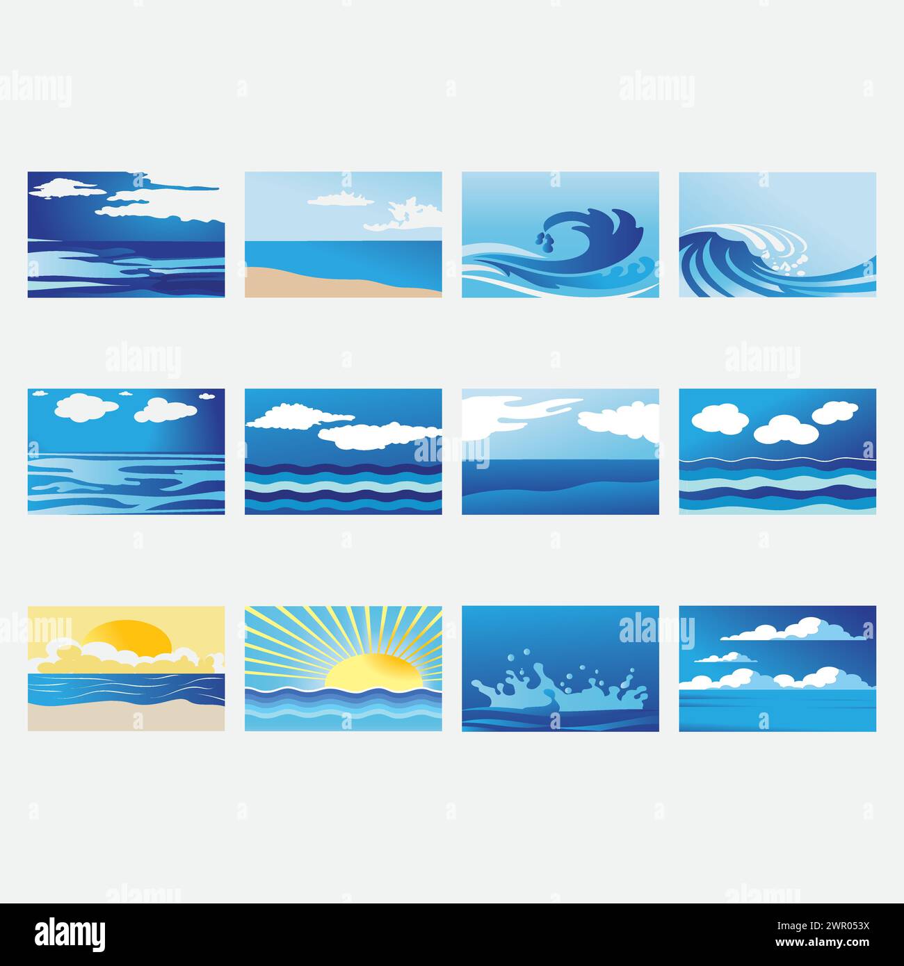 collection of vector backgrounds for beach views Stock Vector Image ...