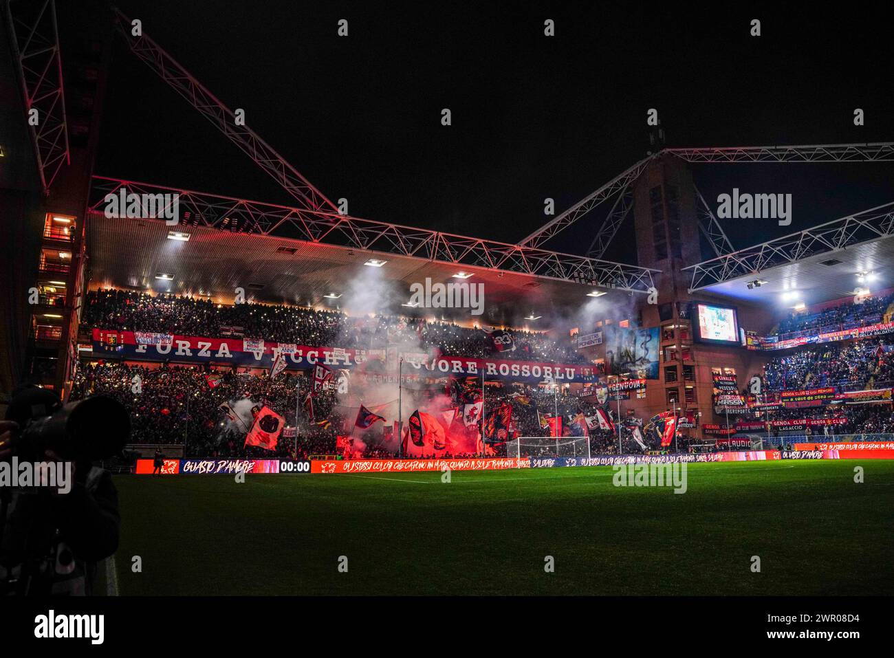 Choreography of Genoa CFC supporters during the Italian championship ...