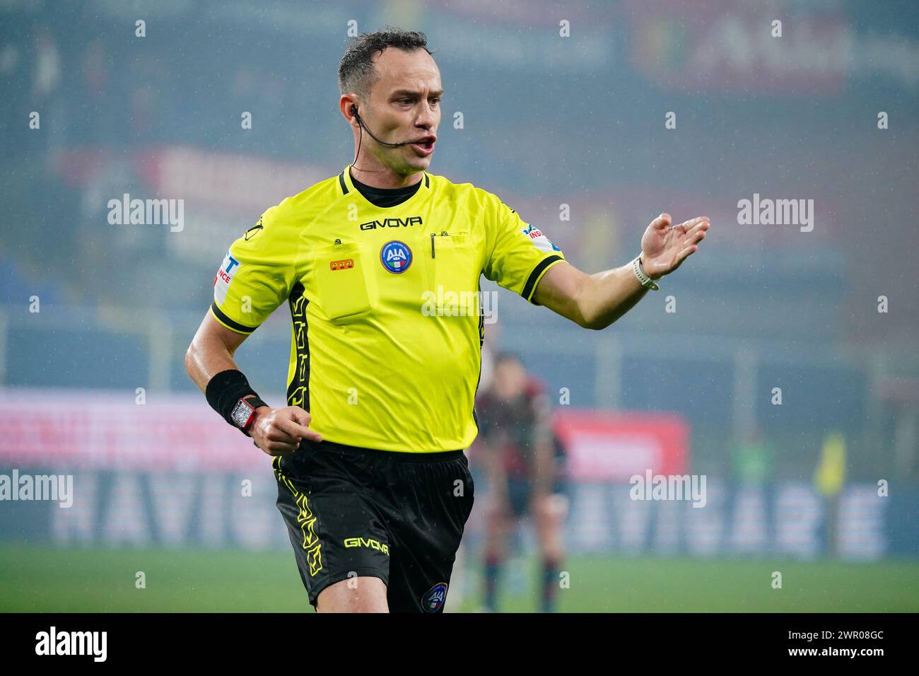 Ermanno Feliciani (Referee) during the Italian championship Serie A football match between Genoa CFC and AC Monza on March 9, 2024 at Luigi Ferraris Stadium in Genova, Italy - Credit: Luca Rossini/E-Mage/Alamy Live News Stock Photo