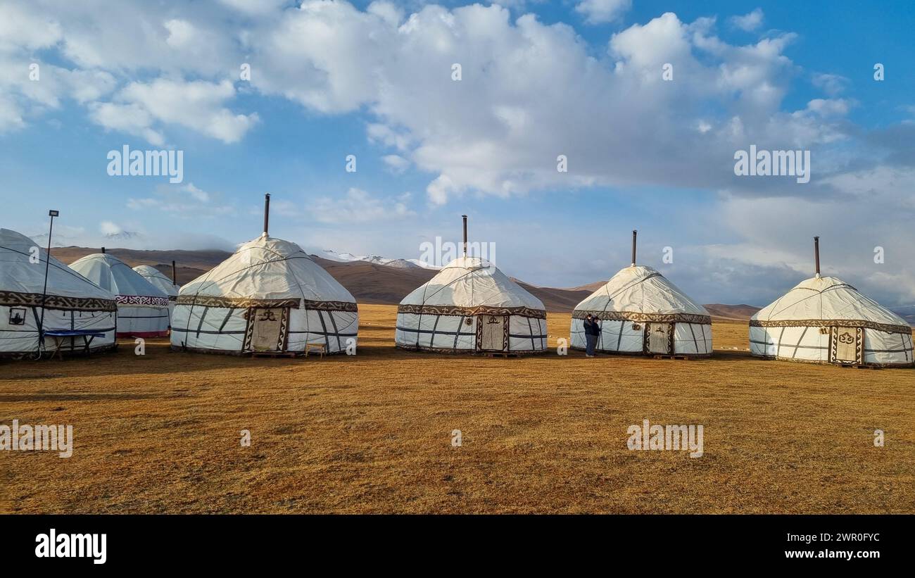 Yurt Camp, settlement in Kyrgyzstan Stock Photo