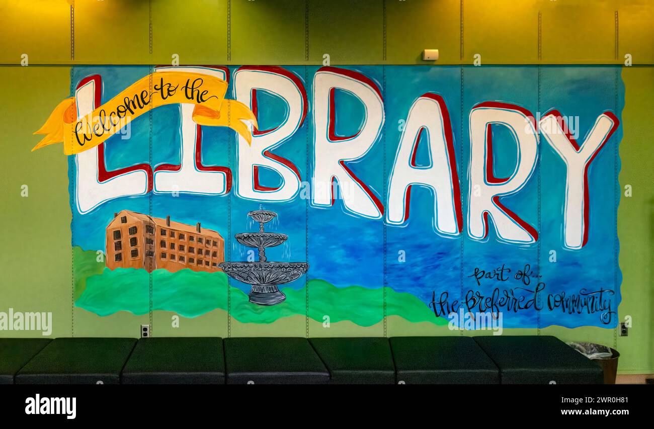 Prattville, Alabama, USAMarch 6, 2024 Mural in the entrance lobby of