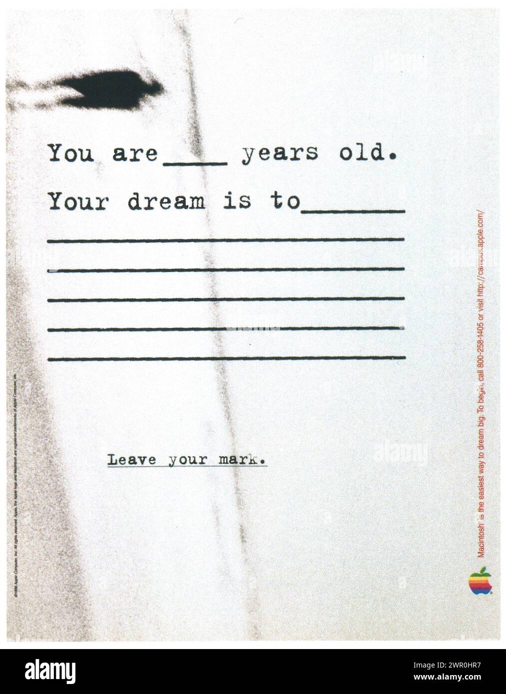 1996 Apple Macintosh ad 'Your dream is to...' Stock Photo