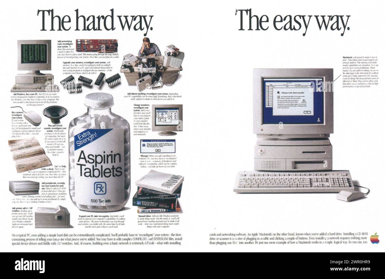 1992 Apple Macintosh computer ad. 'the hard way...The easy way' Stock Photo