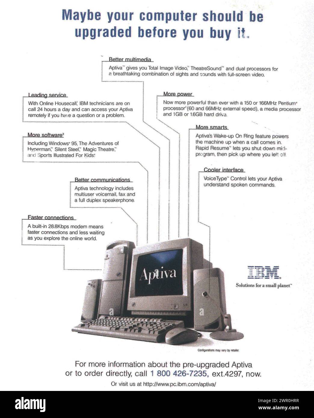 1996 IBM Aptiva Desktop Computer Ad Stock Photo