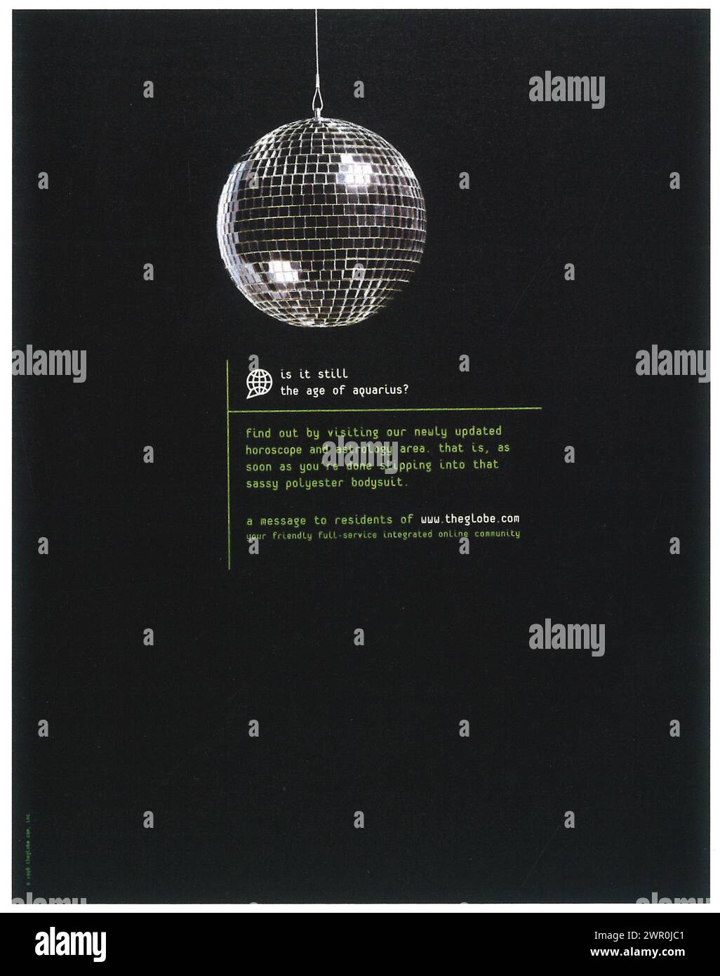 1998 theglobe.com the globe com website ad Stock Photo